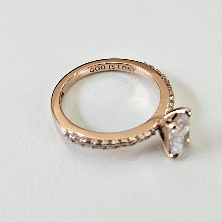 Petite Radiant Cut Micropave Moissanite Ring