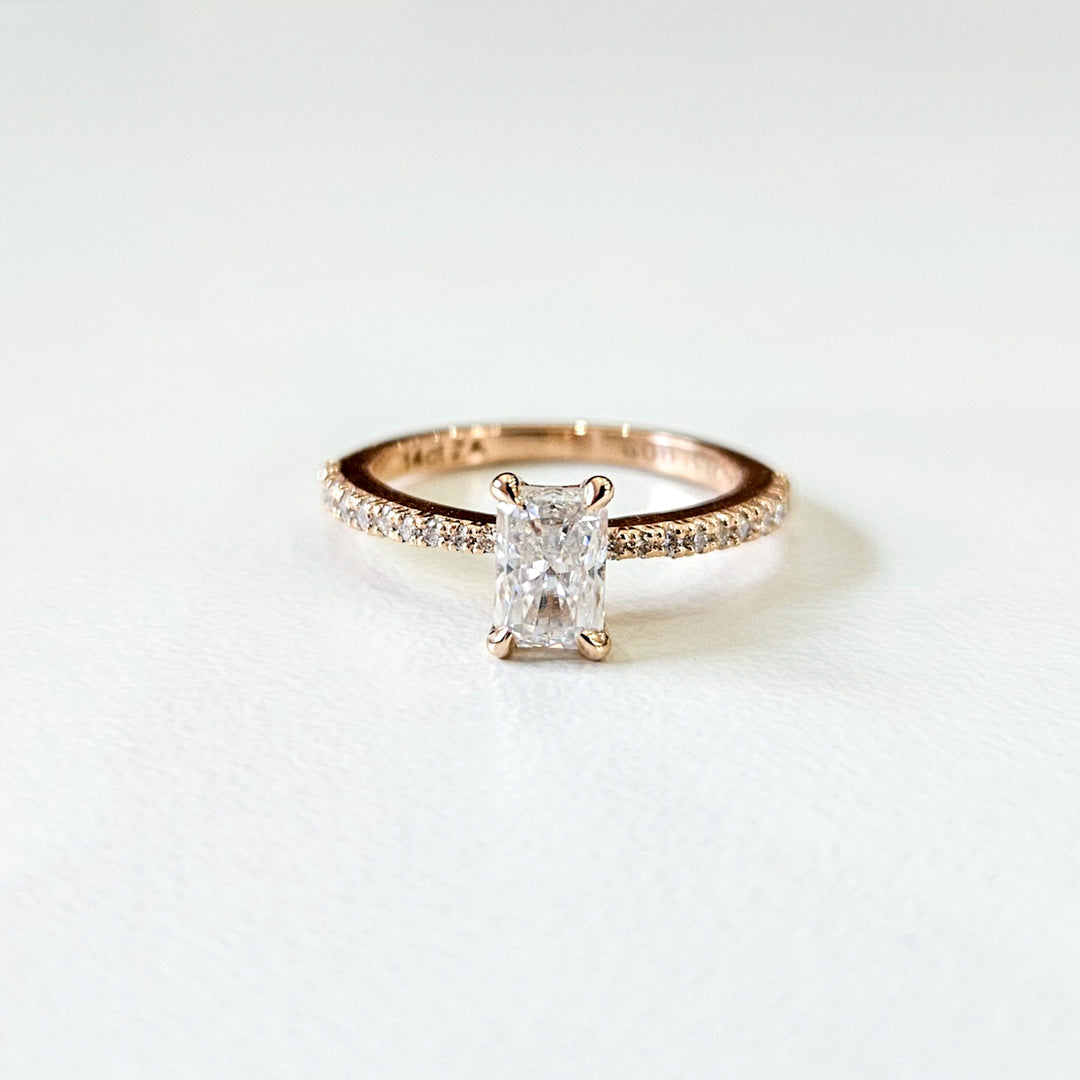 Petite Radiant Cut Micropave Moissanite Ring
