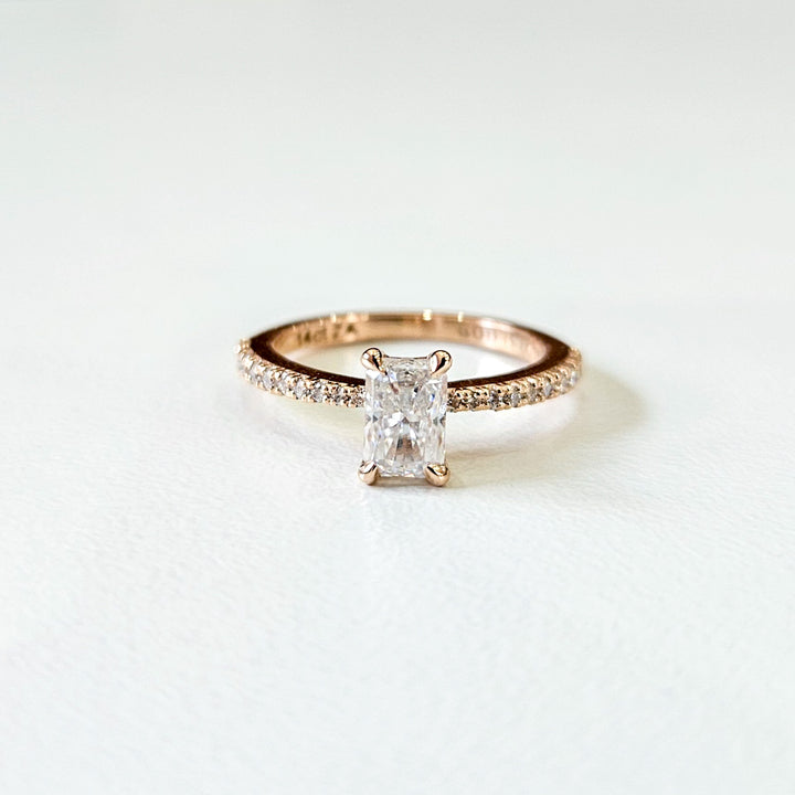 Petite Radiant Cut Micropave Moissanite Ring