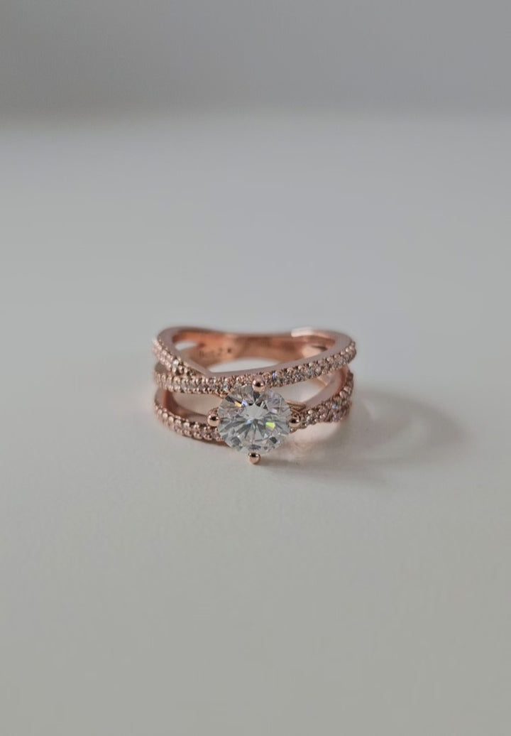 Round Micropavé Multi-band Moissanite Ring