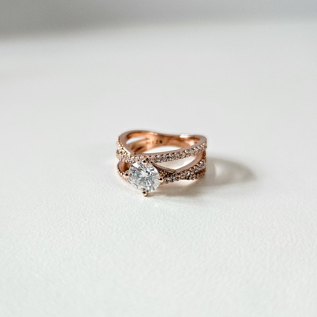 Round Micropavé Multi-band Moissanite Ring