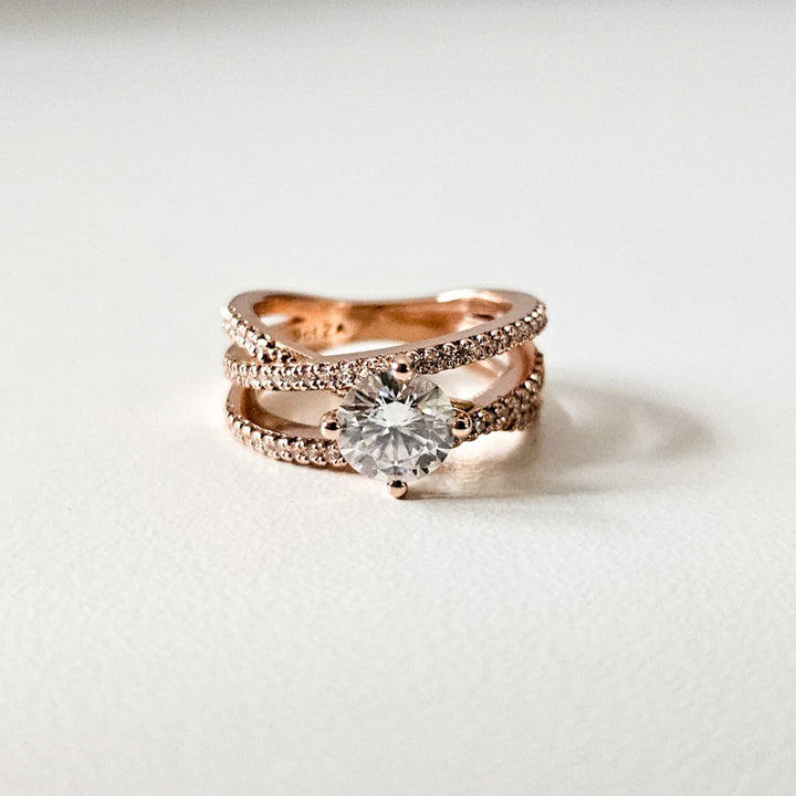 Round Micropavé Multi-band Moissanite Ring