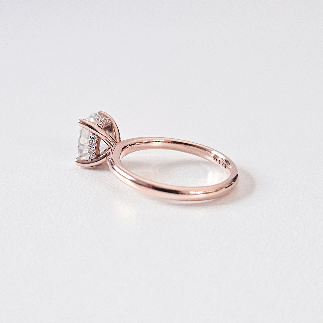 Classic Hidden Halo Solitaire Oval Moissanite Ring