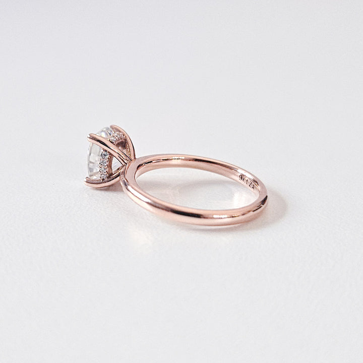 Classic Hidden Halo Solitaire Oval Moissanite Ring