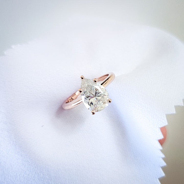 Classic Pear Cut Solitaire Moissanite Ring