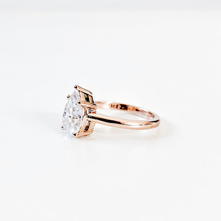 Classic Pear Cut Solitaire Moissanite Ring