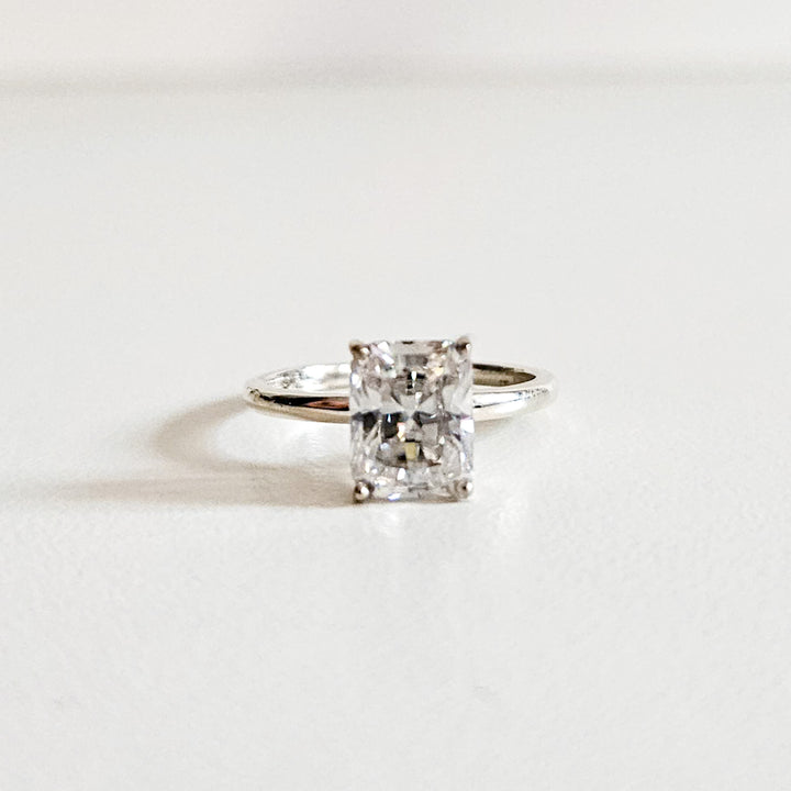 Classic Radiant Cut Solitaire Moissanite Ring