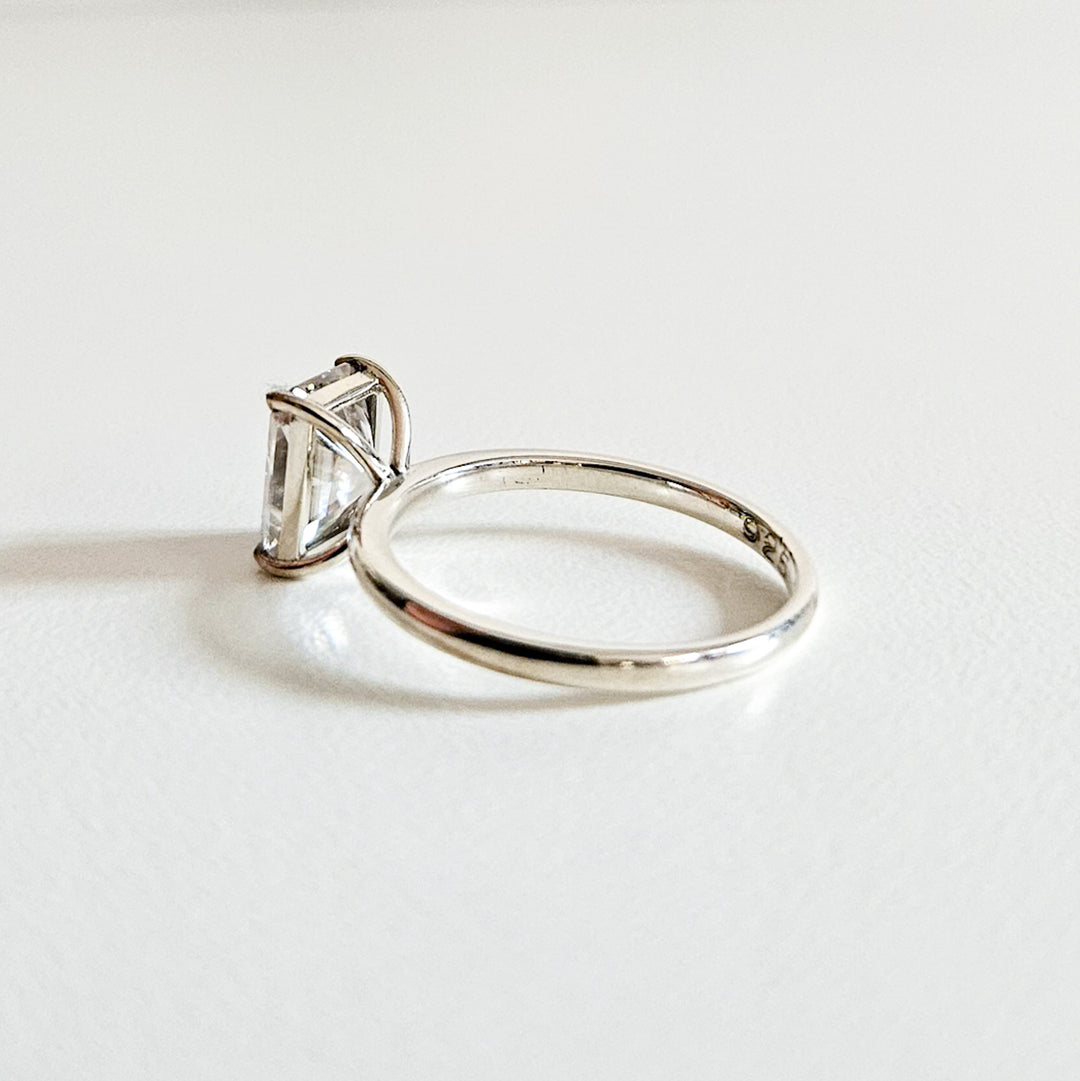 Classic Radiant Cut Solitaire Moissanite Ring