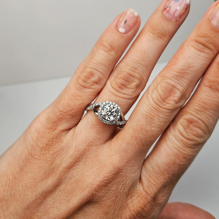 Cushion Halo Twist Micropavé Moissanite Ring