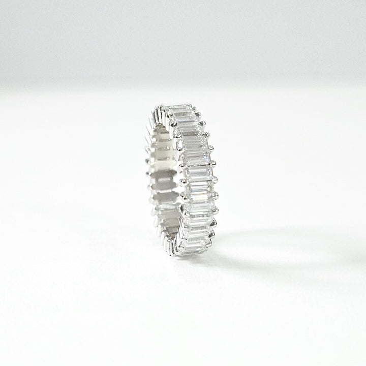 Emerald Cut Moissanite Full Eternity Ring