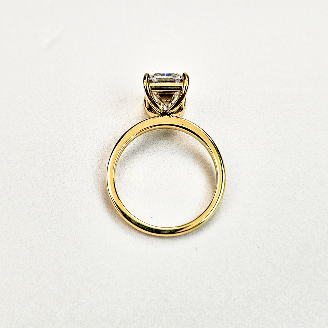 Large Emerald Cut Solitaire Moissanite Ring