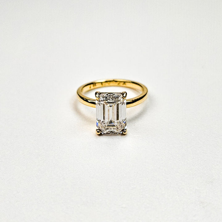 Large Emerald Cut Solitaire Moissanite Ring