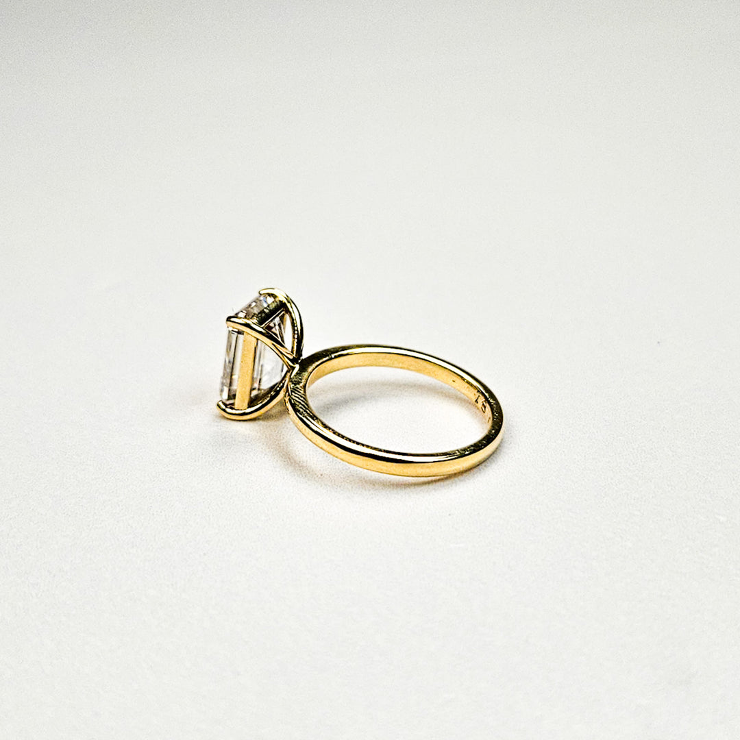 Large Emerald Cut Solitaire Moissanite Ring