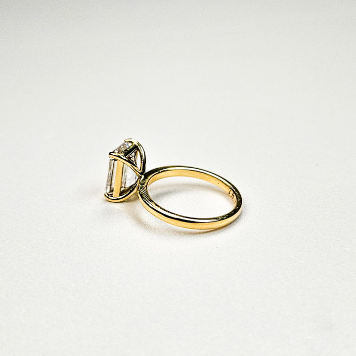 Large Emerald Cut Solitaire Moissanite Ring