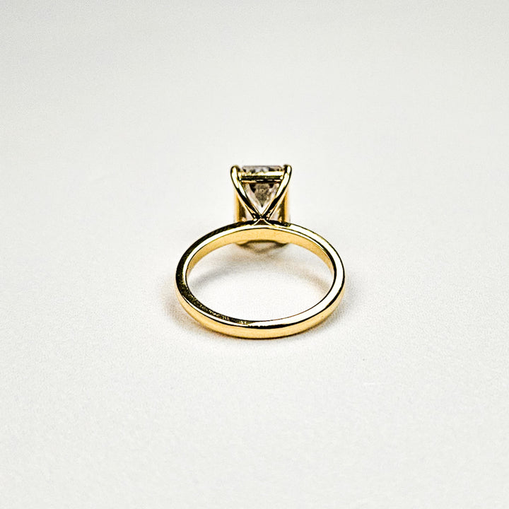 Large Emerald Cut Solitaire Moissanite Ring