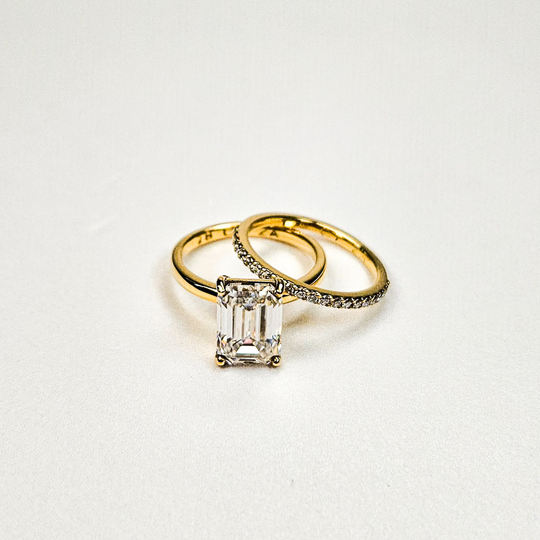 Large Emerald Cut Solitaire Moissanite Ring