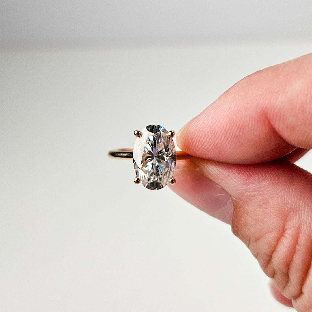 Large Oval Solitaire Moissanite Ring