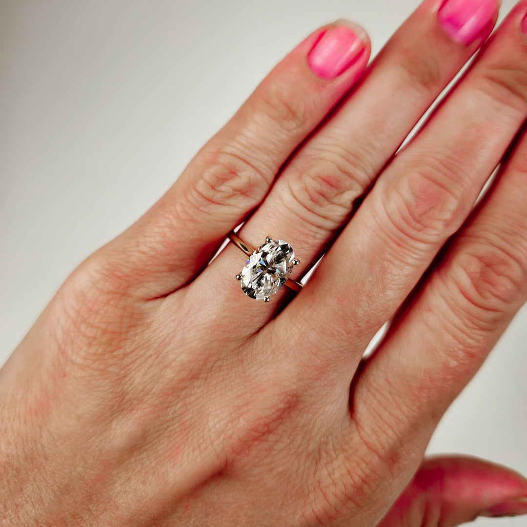 Large Oval Solitaire Moissanite Ring