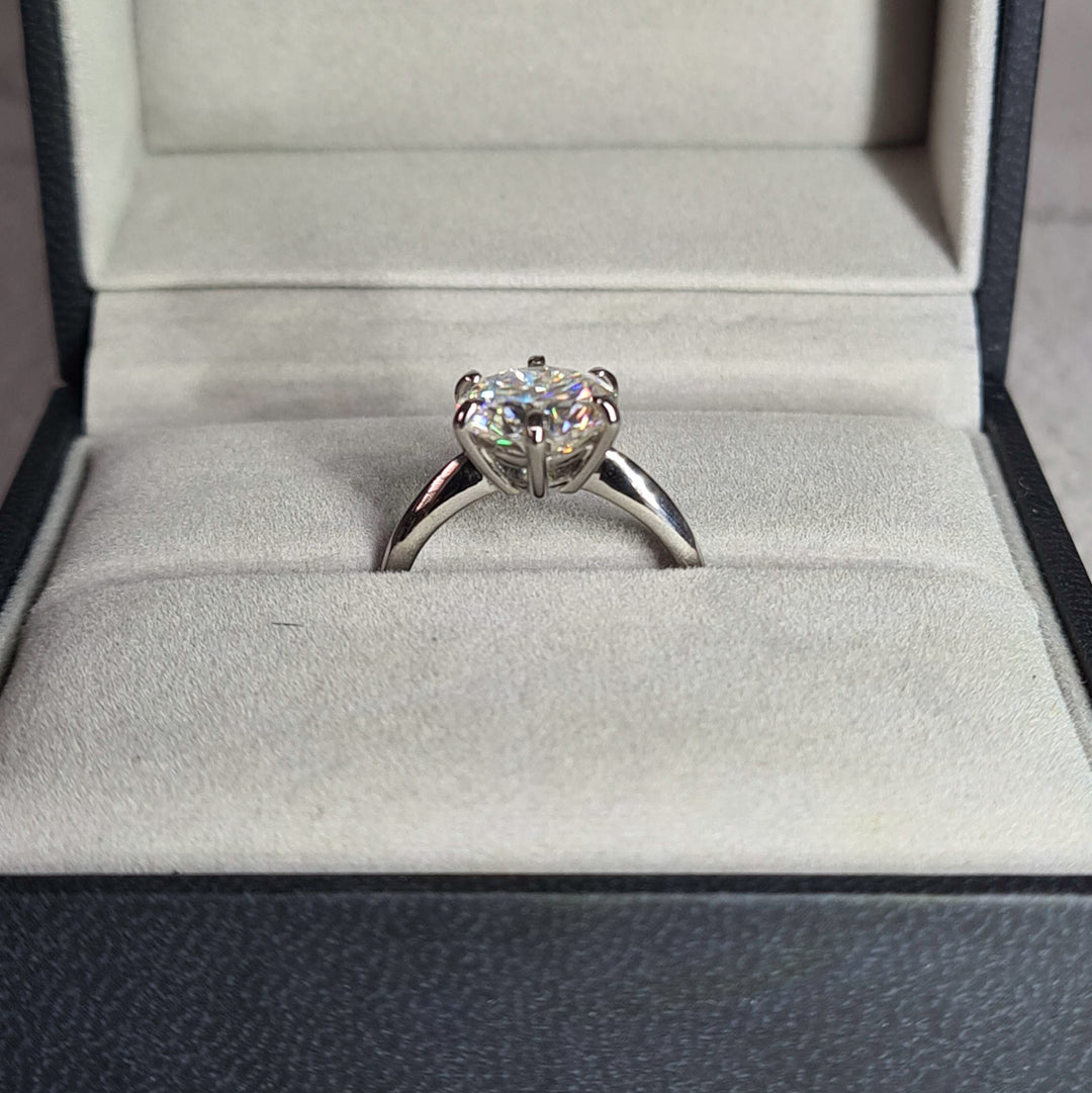 Large Round Solitaire Moissanite Ring