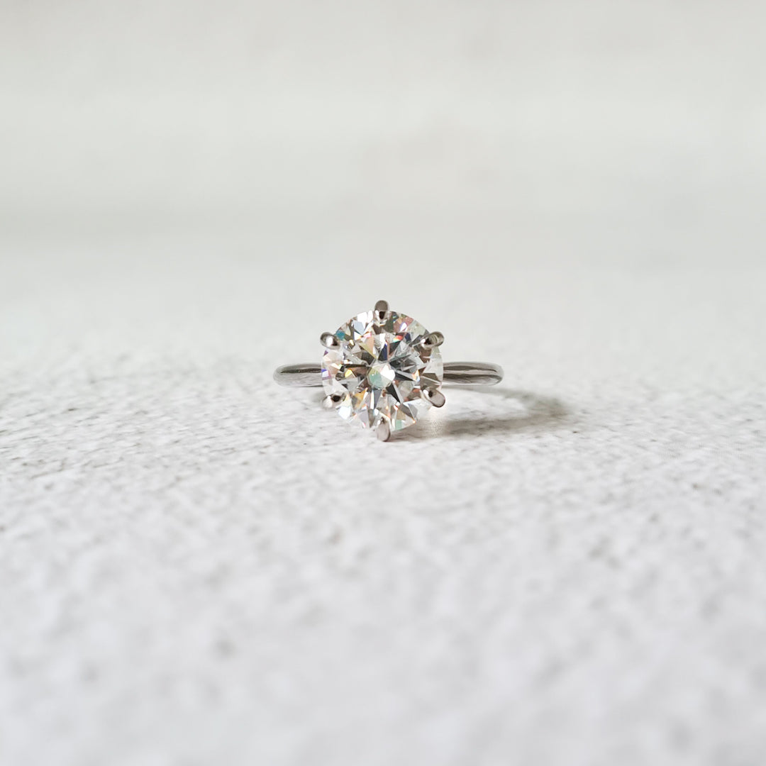 Large Round Solitaire Moissanite Ring