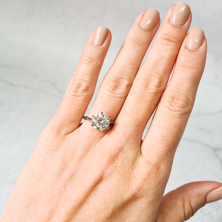Large Round Solitaire Moissanite Ring