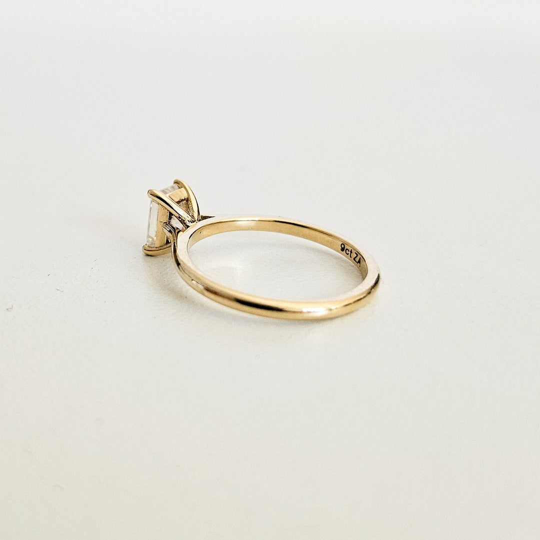 Minimalist Radiant Cut Solitaire Moissanite Ring