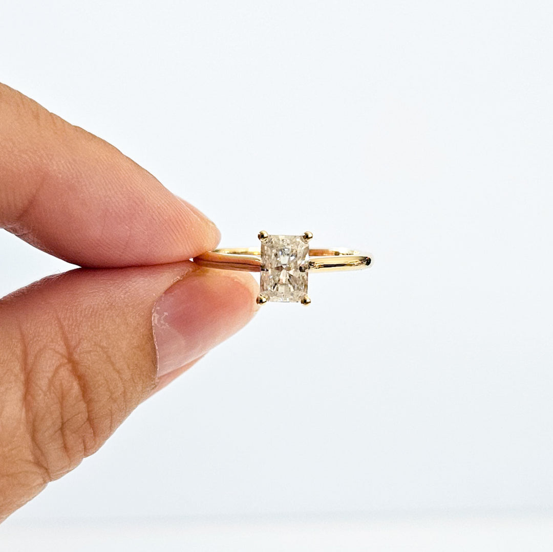 Minimalist Radiant Cut Solitaire Moissanite Ring