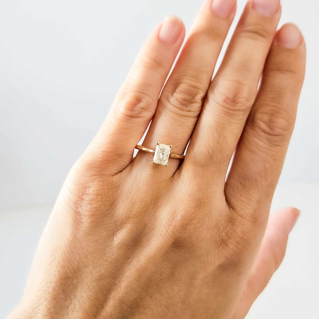 Minimalist Radiant Cut Solitaire Moissanite Ring