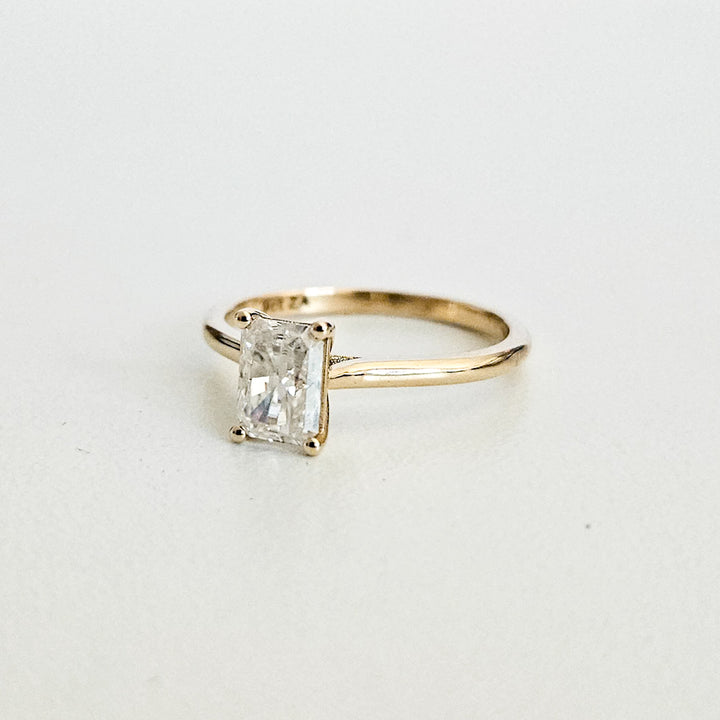 Minimalist Radiant Cut Solitaire Moissanite Ring