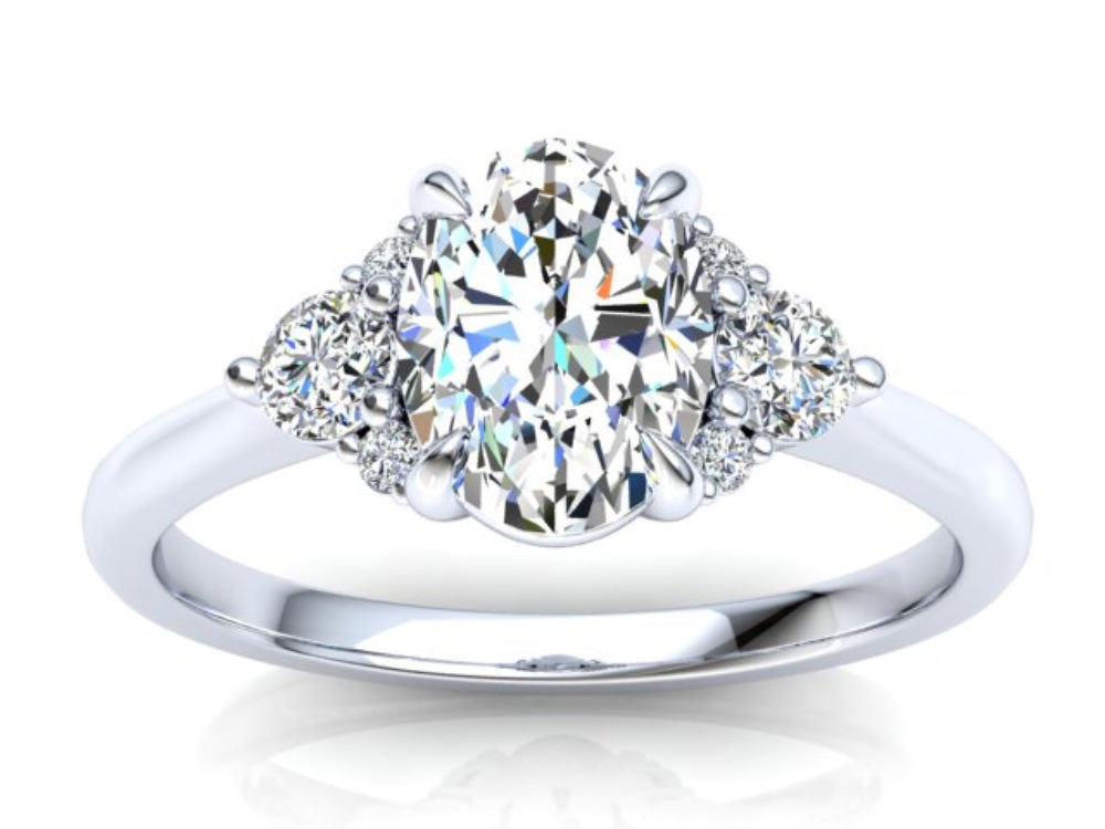 Oval and Round Cluster Moissanite Ring