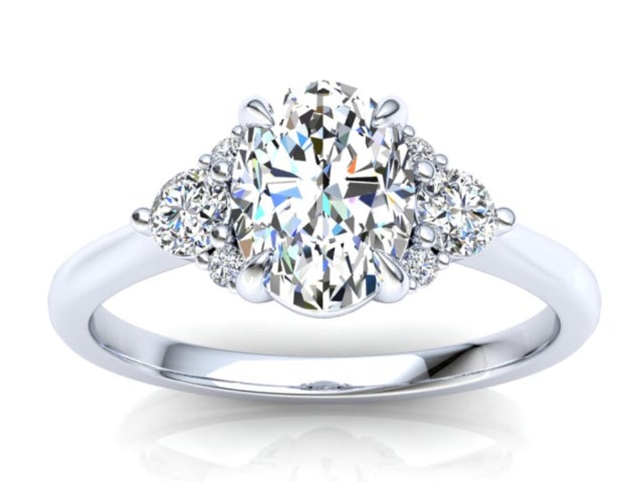 Oval and Round Cluster Moissanite Ring