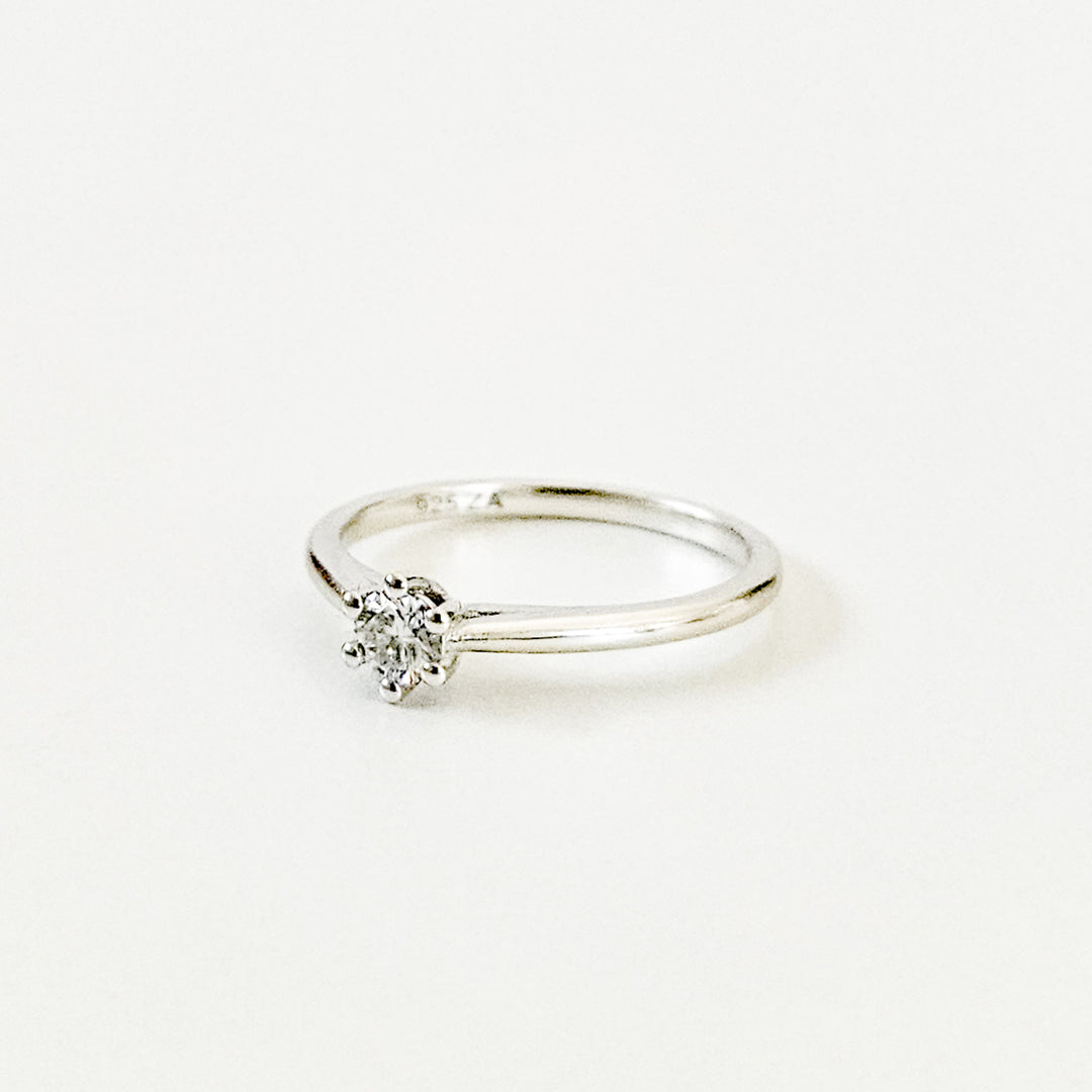Petite Round Solitaire Moissanite Ring