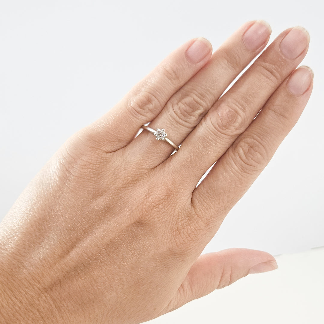 Petite Round Solitaire Moissanite Ring
