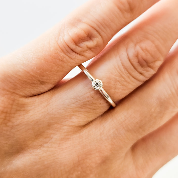 Round Bezel Moissanite Stack Ring