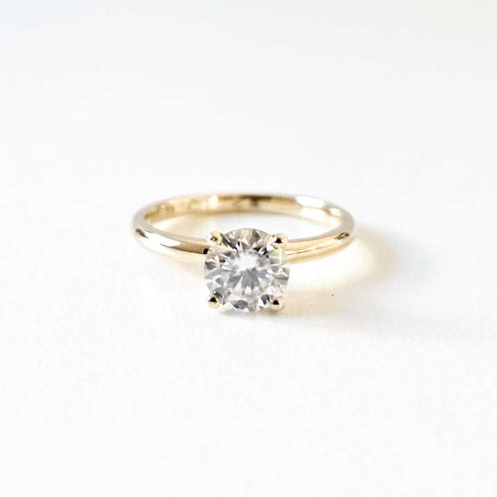 Minimalist Round Solitaire Moissanite Ring