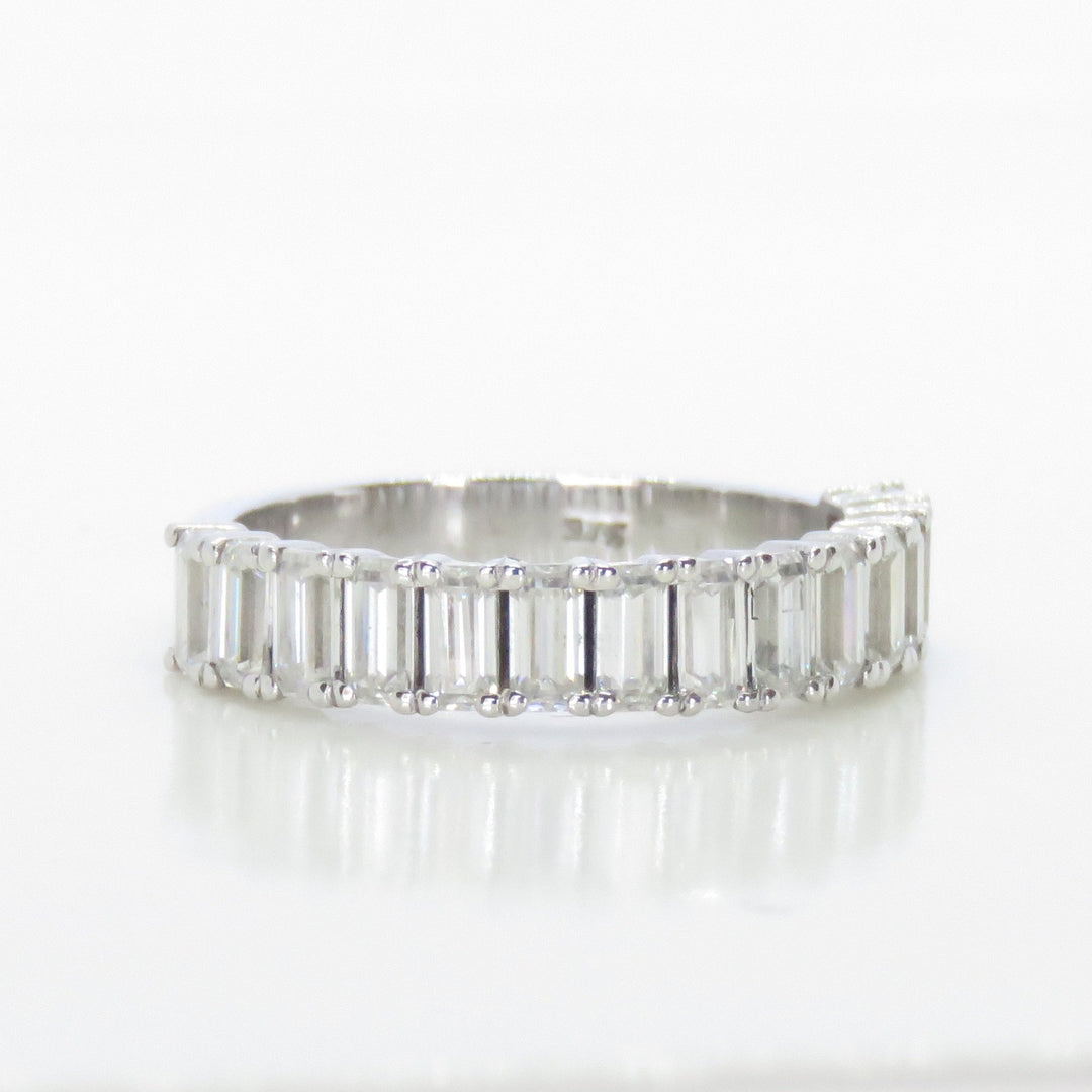 Emerald Cut Moissanite Half Eternity Ring