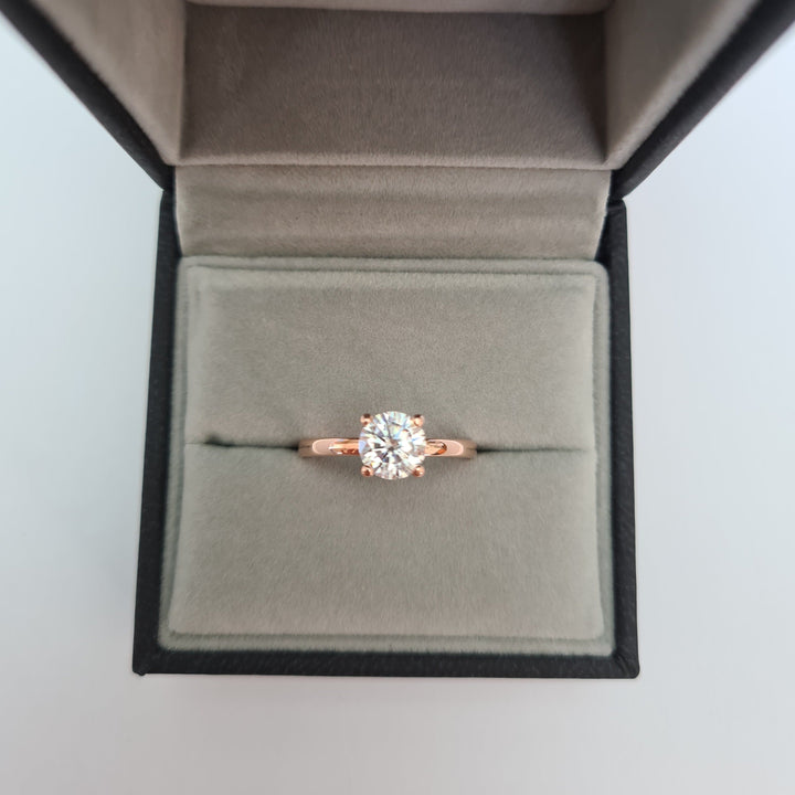 Minimalist Round Solitaire Moissanite Ring