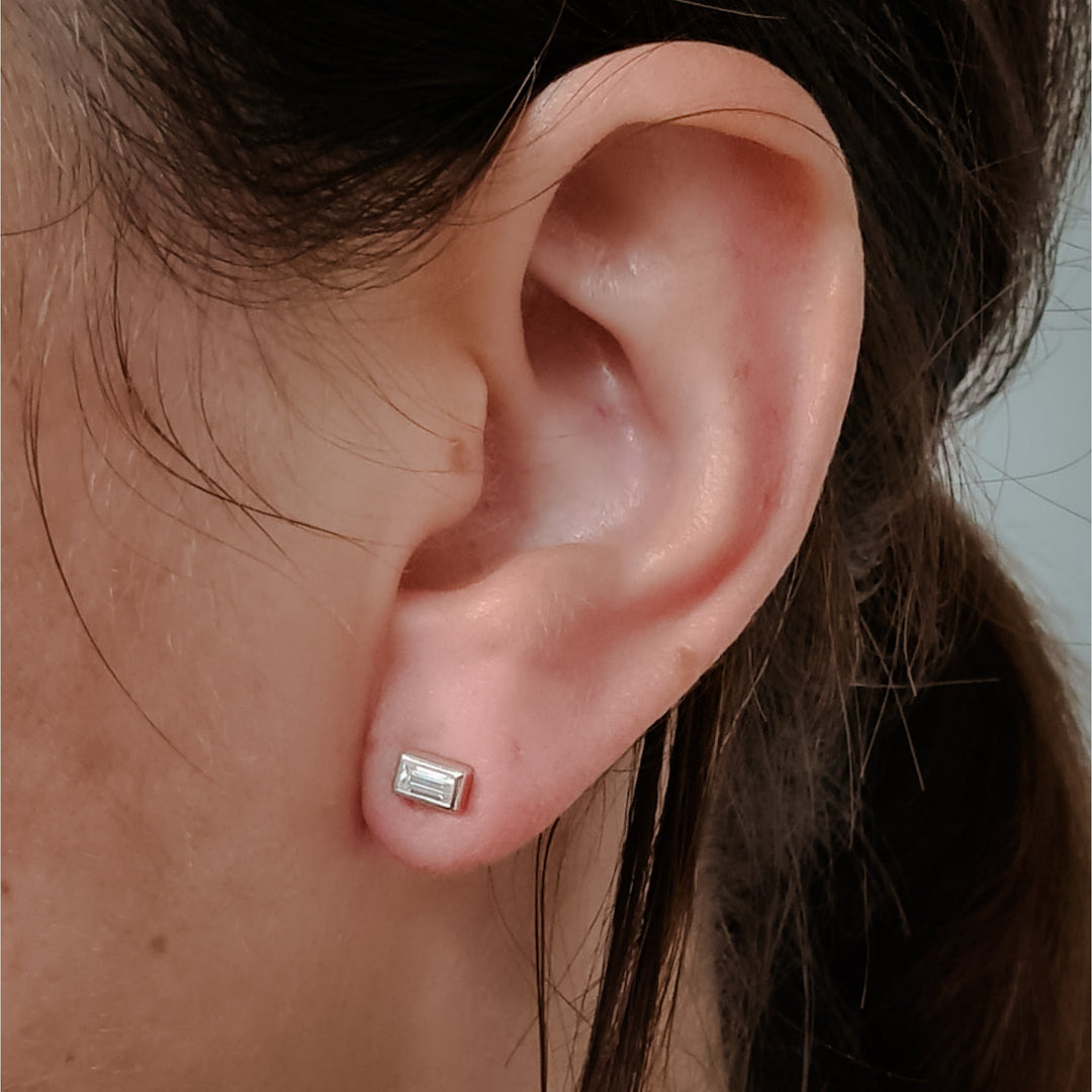 Baguette Moissanite Studs