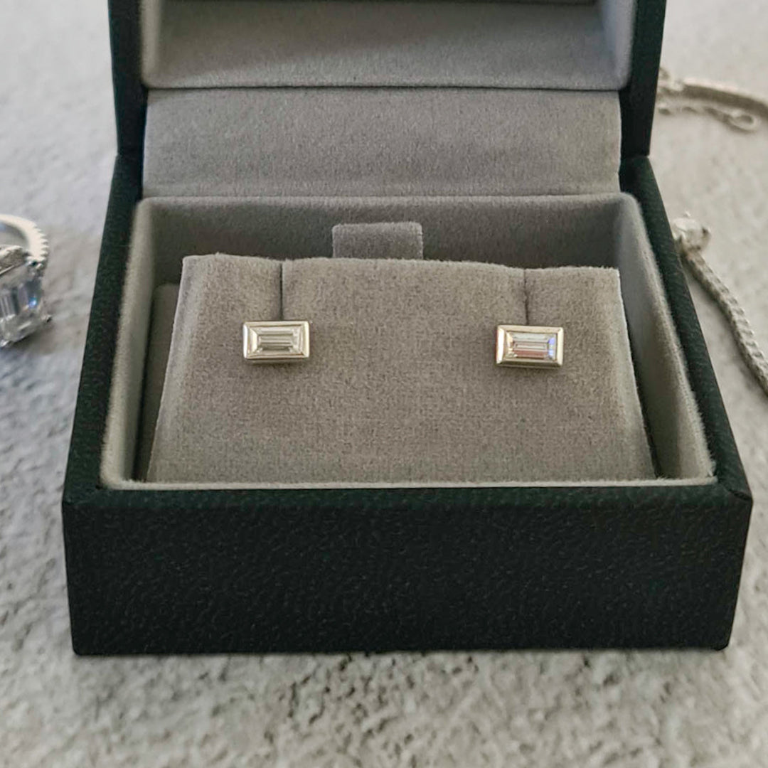 Baguette Moissanite Studs