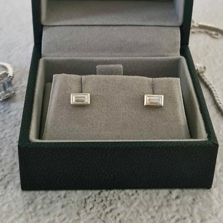 Baguette Moissanite Studs