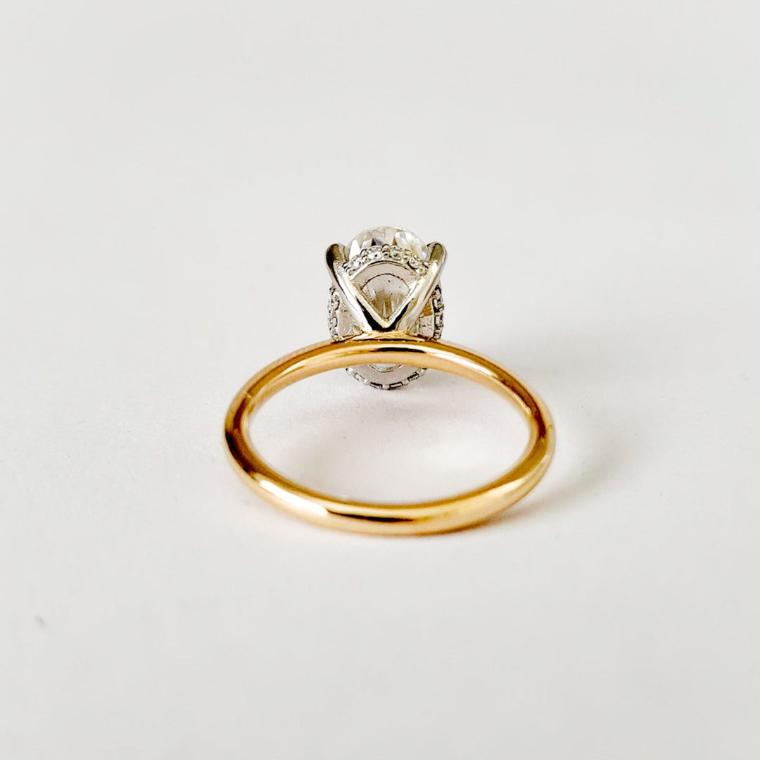 Large Hidden Halo Solitaire Oval Moissanite Ring