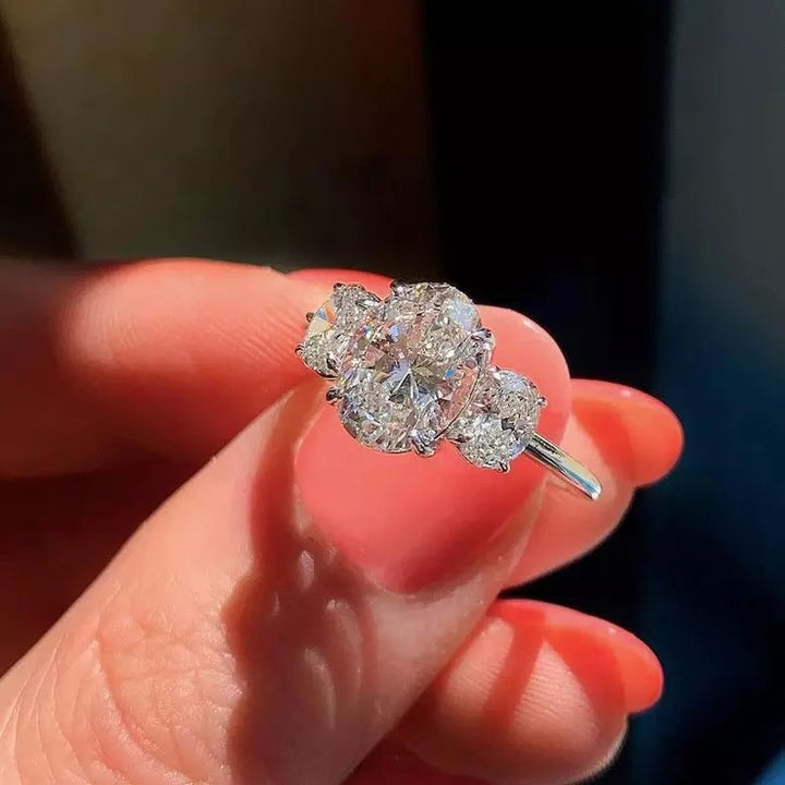 Three Stone Oval Moissanite Ring