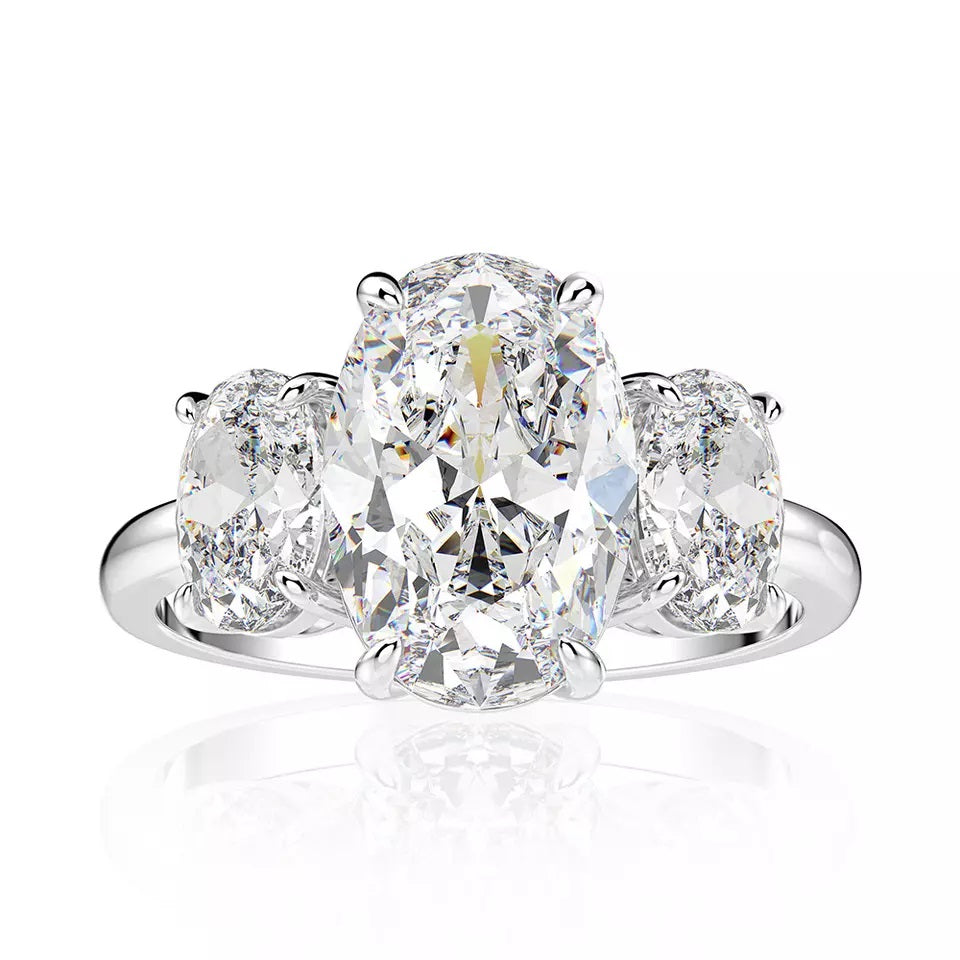 Three Stone Oval Moissanite Ring