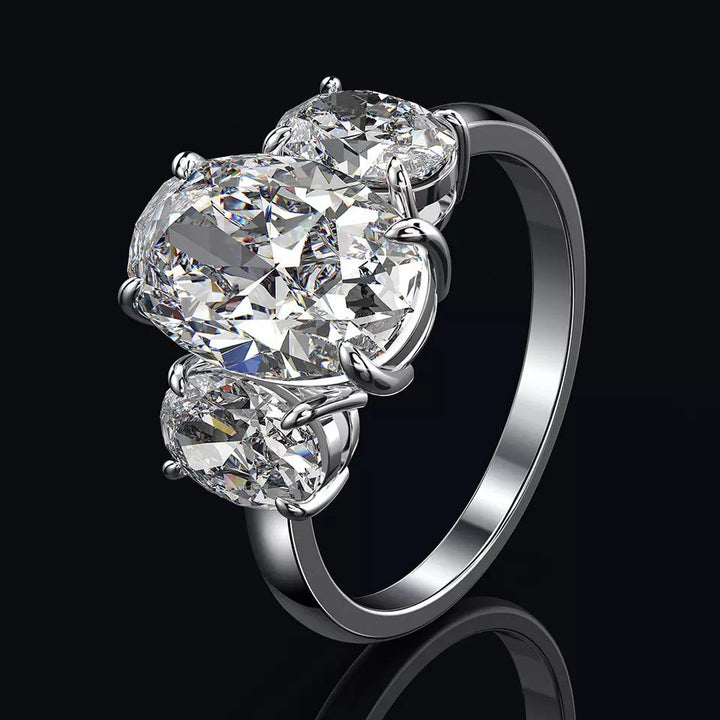 Three Stone Oval Moissanite Ring