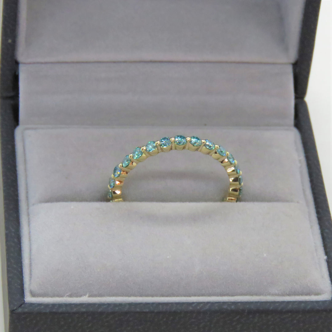 Floating Seagreen Moissanite Eternity Ring