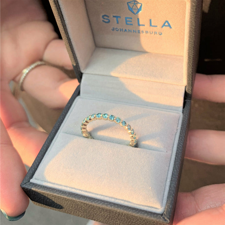 Floating Seagreen Moissanite Eternity Ring