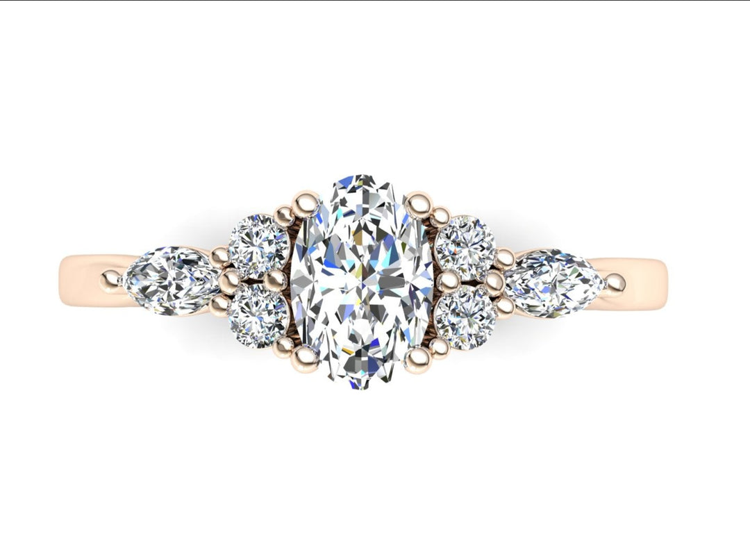 Midi Oval Moissanite Cluster Ring