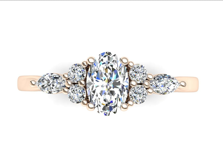 Midi Oval Moissanite Cluster Ring