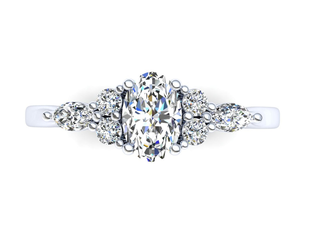 Midi Oval Moissanite Cluster Ring