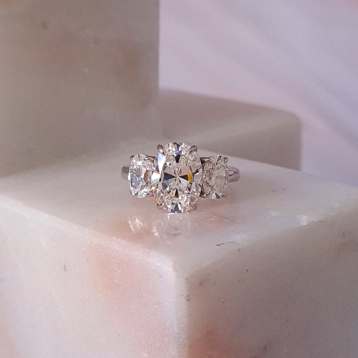 Three Stone Oval Moissanite Ring